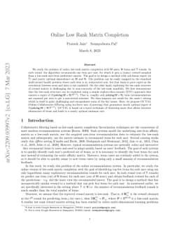 Online Low Rank Matrix Completion