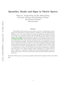Quantiles, Ranks and Signs in Metric Spaces