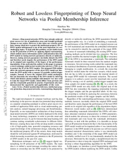 Robust and Lossless Fingerprinting of Deep Neural Networks via Pooled
  Membership Inference