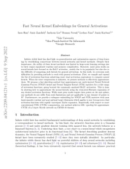 Fast Neural Kernel Embeddings for General Activations