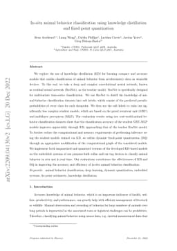 In-situ animal behavior classification using knowledge distillation and
  fixed-point quantization