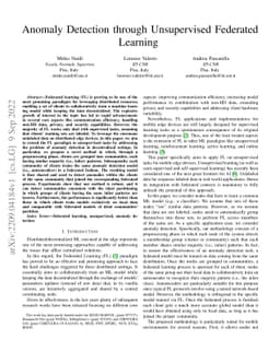Anomaly Detection through Unsupervised Federated Learning