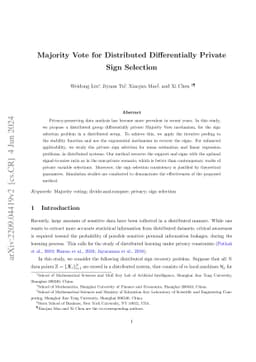 Majority Vote for Distributed Differentially Private Sign Selection