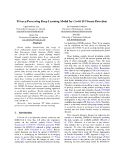 Privacy-Preserving Deep Learning Model for Covid-19 Disease Detection