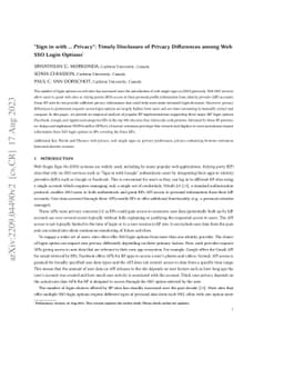 "Sign in with ... Privacy'': Timely Disclosure of Privacy Differences
  among Web SSO Login Options