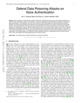 Defend Data Poisoning Attacks on Voice Authentication