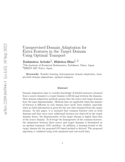 Unsupervised Domain Adaptation for Extra Features in the Target Domain
  Using Optimal Transport
