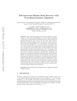 Self-supervised Human Mesh Recovery with Cross-Representation Alignment