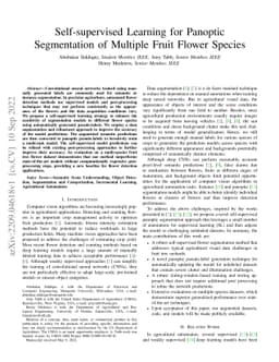 Self-supervised Learning for Panoptic Segmentation of Multiple Fruit
  Flower Species