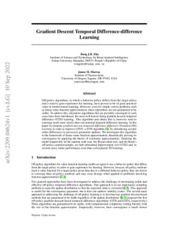 Gradient Descent Temporal Difference-difference Learning