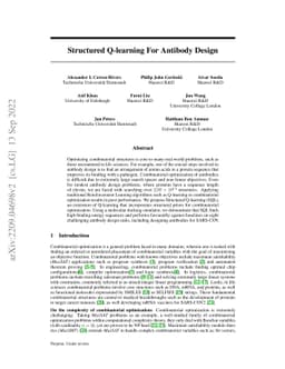 Structured Q-learning For Antibody Design