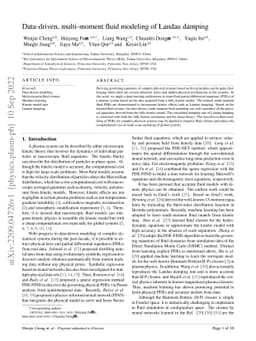Data-driven, multi-moment fluid modeling of Landau damping