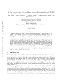 Active Learning for Optimal Intervention Design in Causal Models
