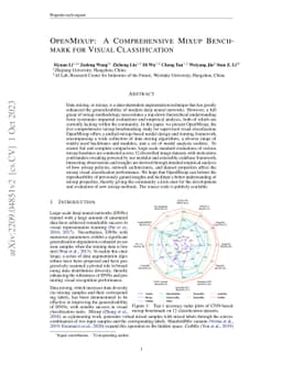 OpenMixup: A Comprehensive Mixup Benchmark for Visual Classification