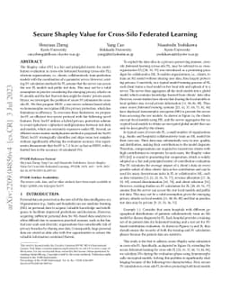 Secure Shapley Value for Cross-Silo Federated Learning (Technical
  Report)