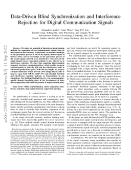 Data-Driven Blind Synchronization and Interference Rejection for Digital
  Communication Signals