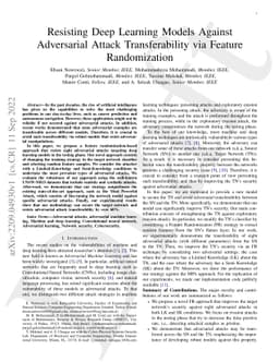 Resisting Deep Learning Models Against Adversarial Attack
  Transferability via Feature Randomization