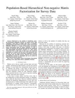 Population-Based Hierarchical Non-negative Matrix Factorization for
  Survey Data