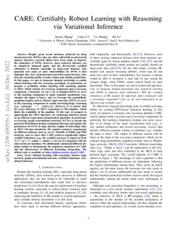 CARE: Certifiably Robust Learning with Reasoning via Variational
  Inference