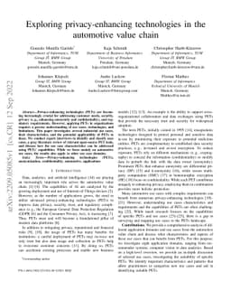 Exploring privacy-enhancing technologies in the automotive value chain