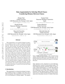 Data Augmentation by Selecting Mixed Classes Considering Distance
  Between Classes