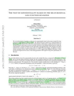 The test of exponentiality based on the mean residual life function
  revisited