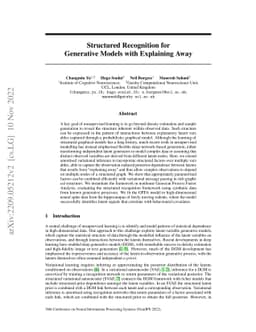 Structured Recognition for Generative Models with Explaining Away