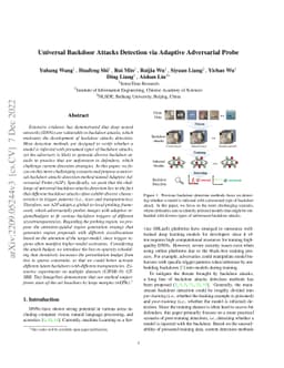Universal Backdoor Attacks Detection via Adaptive Adversarial Probe