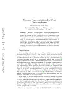 Modular Representations for Weak Disentanglement
