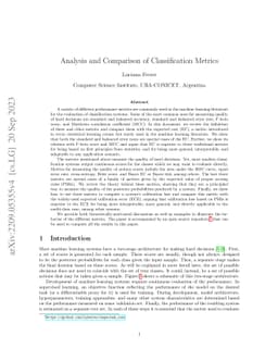 Analysis and Comparison of Classification Metrics