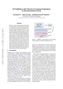 On Faithfulness and Coherence of Language Explanations for
  Recommendation Systems