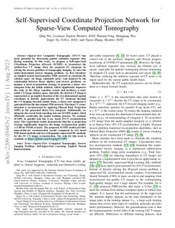 Self-Supervised Coordinate Projection Network for Sparse-View Computed
  Tomography