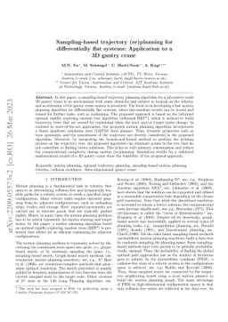 Sampling-Based Trajectory (re)planning for Differentially Flat Systems:
  Application to a 3D Gantry Crane