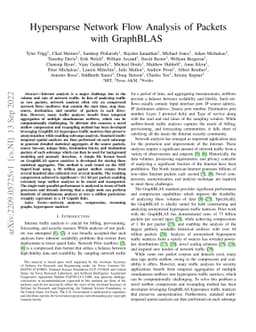 Hypersparse Network Flow Analysis of Packets with GraphBLAS