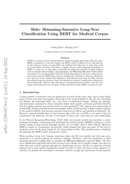 SkIn: Skimming-Intensive Long-Text Classification Using BERT for Medical
  Corpus