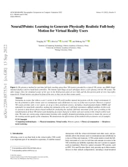 Neural3Points: Learning to Generate Physically Realistic Full-body
  Motion for Virtual Reality Users