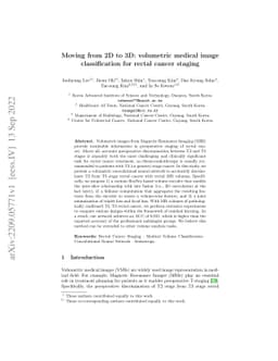 Moving from 2D to 3D: volumetric medical image classification for rectal
  cancer staging