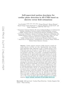 Self-supervised motion descriptor for cardiac phase detection in 4D CMR
  based on discrete vector field estimations