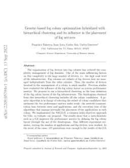 Genetic-based fog colony optimization hybridized with hierarchical
  clustering and its influence in the placement of fog services