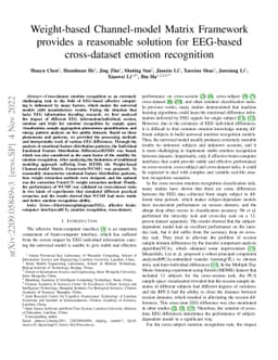 Weight-based Channel-model Matrix Framework provides a reasonable
  solution for EEG-based cross-dataset emotion recognition