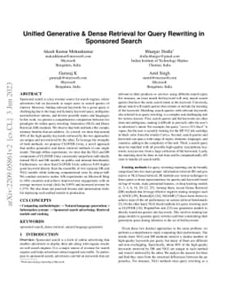 Unified Generative & Dense Retrieval for Query Rewriting in Sponsored
  Search