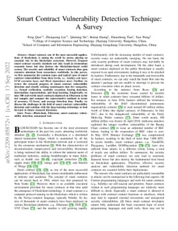 Smart Contract Vulnerability Detection Technique: A Survey