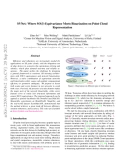 SVNet: Where SO(3) Equivariance Meets Binarization on Point Cloud
  Representation