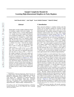 Sample Complexity Bounds for Learning High-dimensional Simplices in
  Noisy Regimes