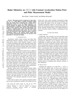 Radar Odometry on SE(3) with Constant Acceleration Motion Prior and
  Polar Measurement Model