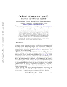 On Lasso estimator for the drift function in diffusion models