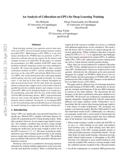 An Analysis of Collocation on GPUs for Deep Learning Training