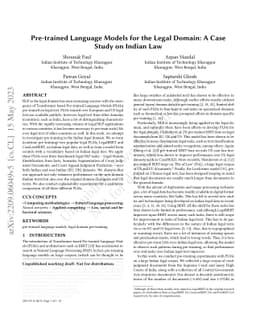Pre-trained Language Models for the Legal Domain: A Case Study on Indian
  Law