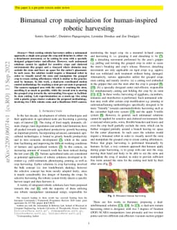 Bimanual crop manipulation for human-inspired robotic harvesting