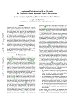 Analysis of Self-Attention Head Diversity for Conformer-based Automatic
  Speech Recognition